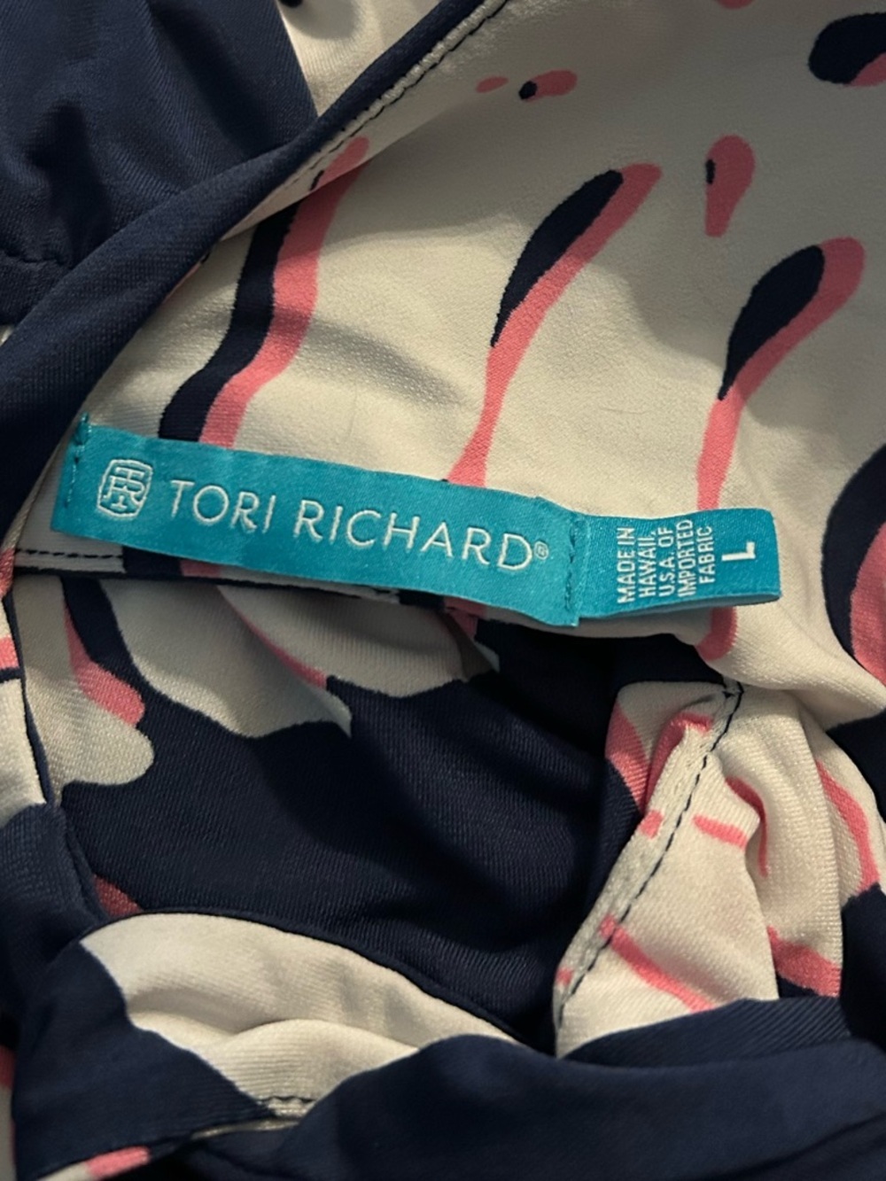 Tori Richard resort Navy Tropical Halter Beach Dress - Picture 5 of 6